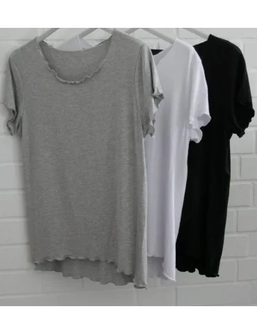 Damen Shirt kurzarm weiß white mit Viskose Wellen Onesize 36 - 40 8420V