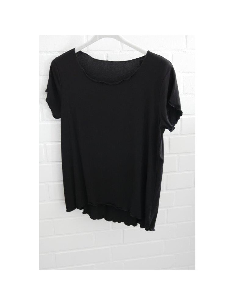 Damen Shirt kurzarm schwarz black mit Viskose Onesize 36 - 40