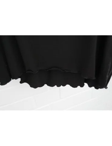 Damen Shirt kurzarm schwarz black mit Viskose Wellen Onesize 36 - 40 8420V