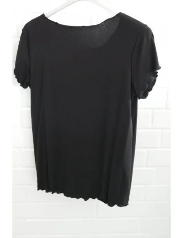 Damen Shirt kurzarm schwarz black mit Viskose Wellen Onesize 36 - 40 8420V