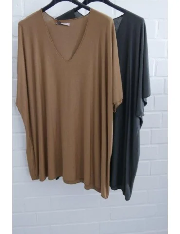 Damen Basic Shirt kurzarm anthrazit grau matt...