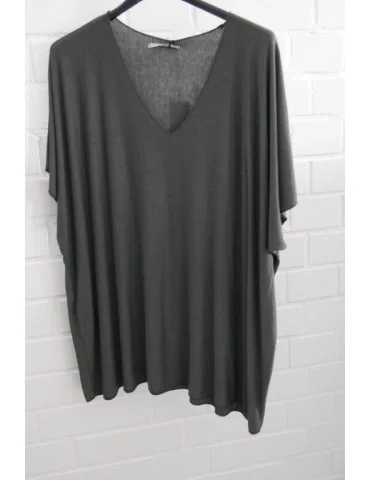 Damen Basic Shirt kurzarm anthrazit grau matt uni  mit Viskose Onesize ca. 38 - 46