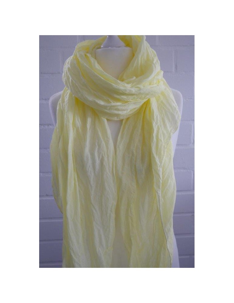 XXL Damen Schal Tuch zitronen gelb verwaschen 100% Baumwolle Asymmetrisch