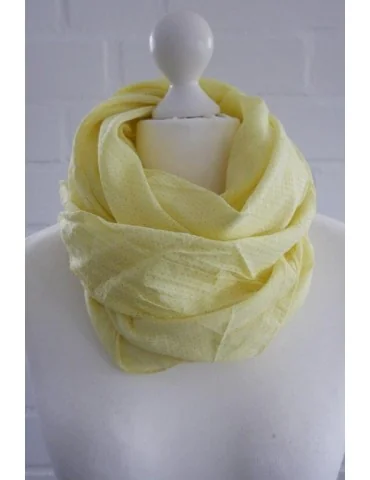 Schal Tuch Loop Made in Italy Seide Baumwolle gelb weiß taupe Muster