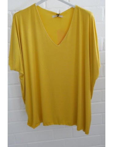 Damen Basic Shirt kurzarm gelb yellow uni mit Viskose Onesize ca. 38 - 46