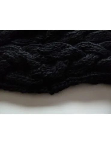 Loop Tunnel Schal Loop Made in Italy 50% Wolle schwarz Zopf Muster