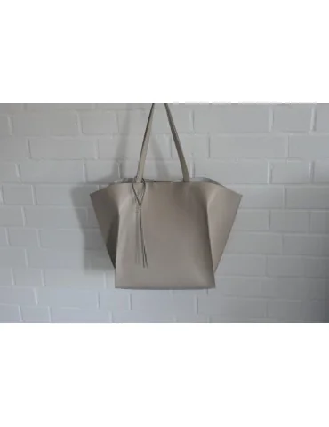 Damen Tasche Schultertasche Echtes Leder beige...
