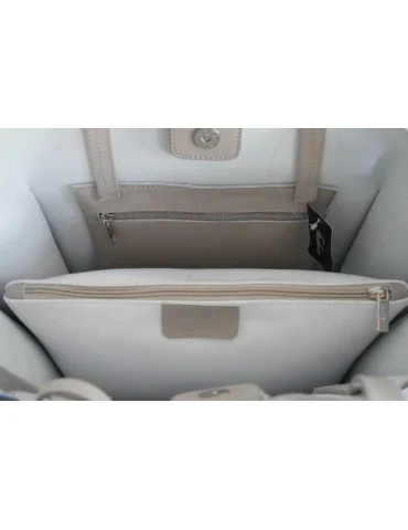 Damen Tasche Schultertasche Echtes Leder beige Made in Italy