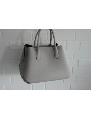 Damen Tasche Schultertasche Kunststoff hellgrau...