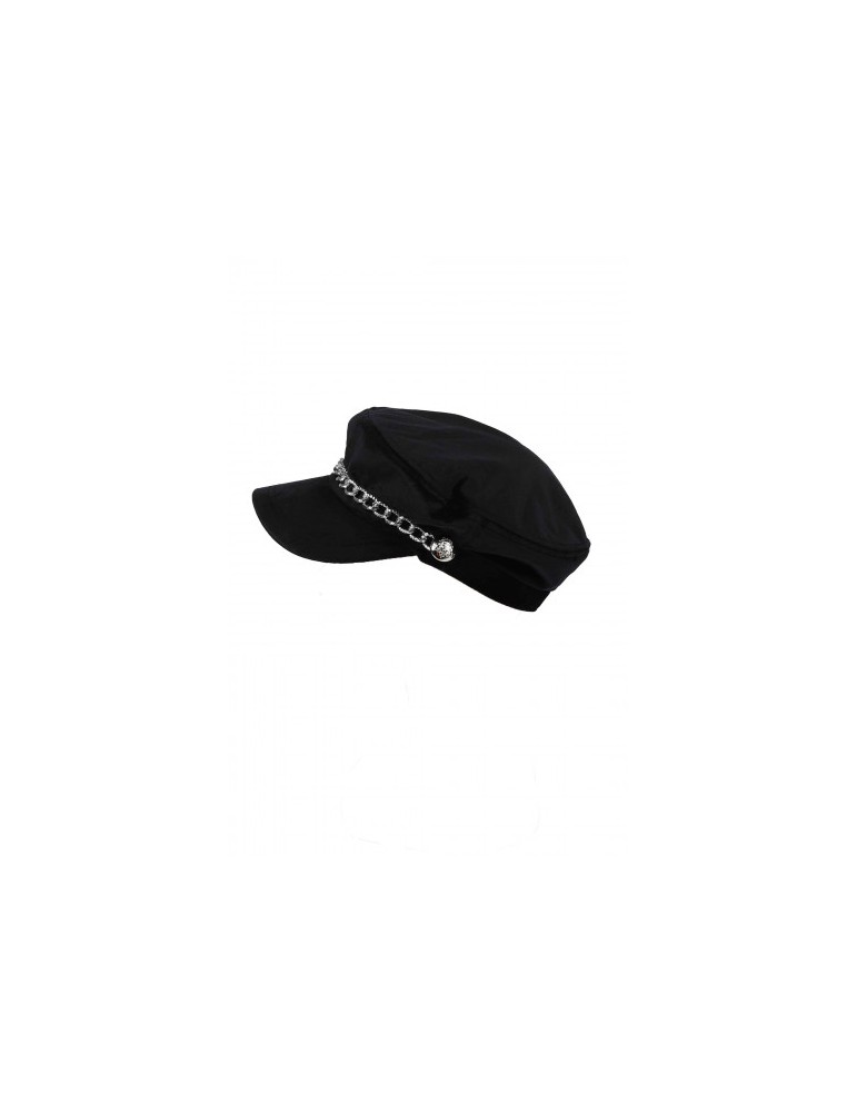 Schieber Mütze Kappe schwarz black Samt uni mit Kette