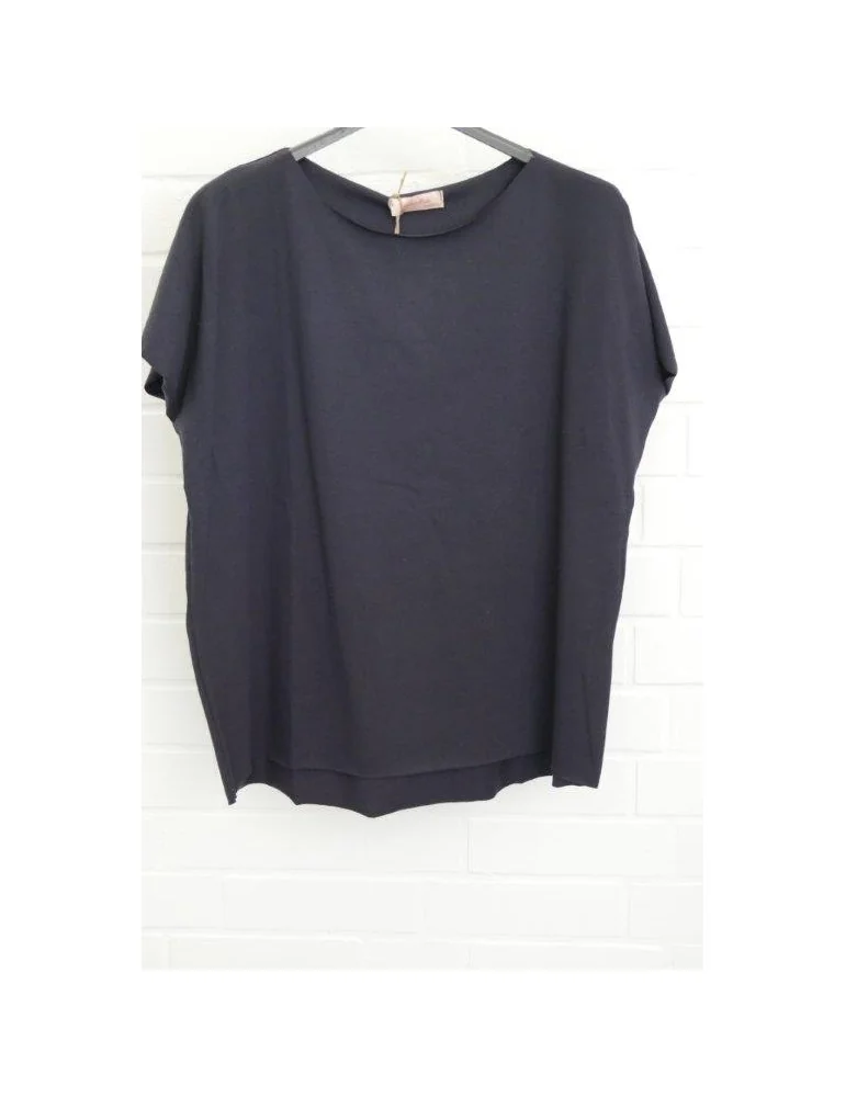 Lindsay Damen Shirt kurzarm dunkelblau marine mit Baumwolle Onesize 38 - 44 19509