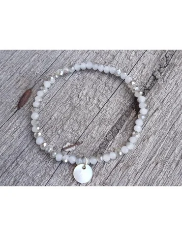 Armband Kristallarmband Perlen hellgrau grau klein Glitzer Schimmer elastisch