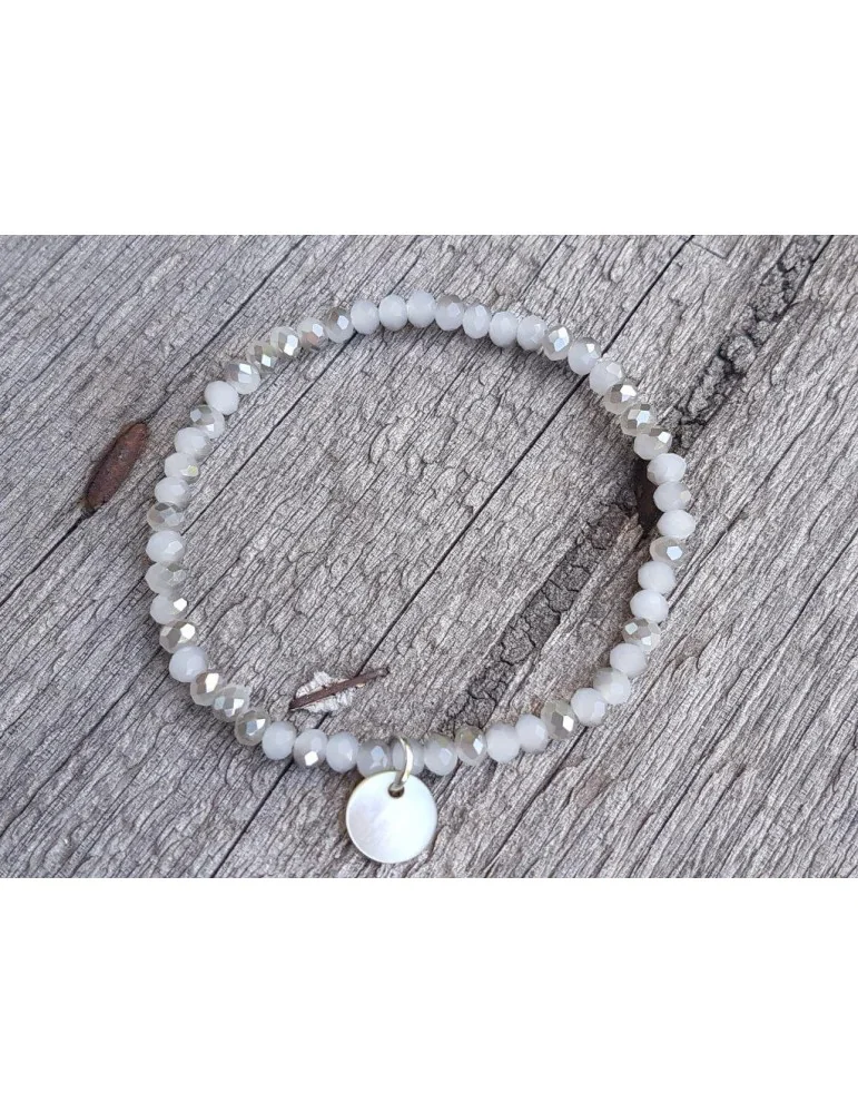 Armband Kristallarmband Perlen hellgrau grau klein Glitzer Schimmer elastisch