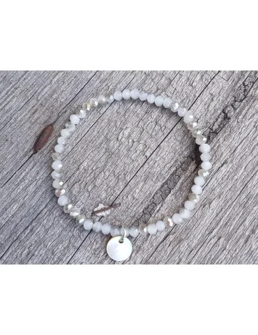 Armband Kristallarmband Perlen hellgrau grau klein Glitzer Schimmer elastisch