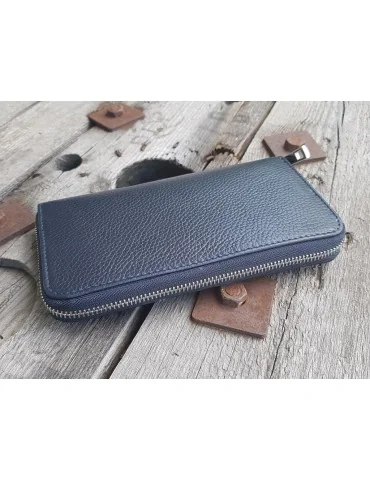 Portemonnaie Geldbörse Börse dunkelblau marine blau Echtes Leder uni