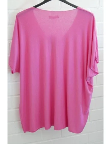 Damen Basic Shirt kurzarm pink uni mit Viskose Onesize ca. 38 - 46