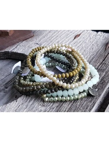 Armband Kristallarmband Perlen dunkelkhaki schwarz klein Glitzer Schimmer elastisch