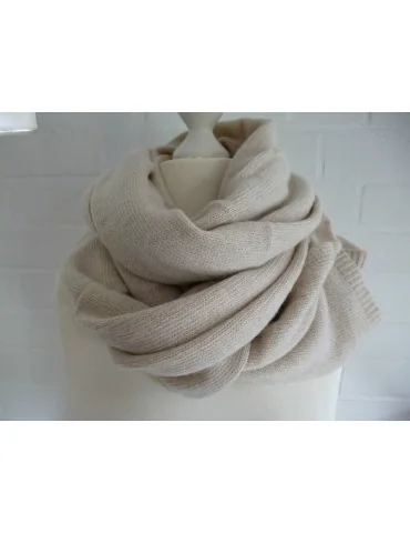 XXL Schal Stola Poncho natur beige uni mit Wolle und Kaschmir