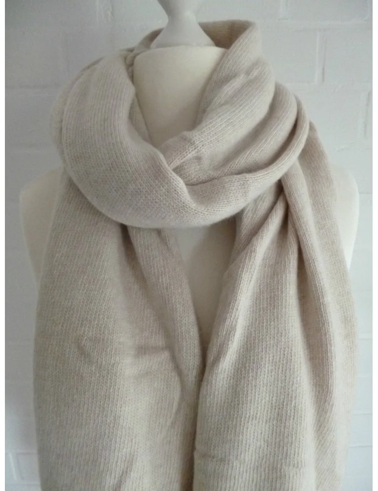 XXL Schal Stola Poncho natur beige uni mit Wolle und Kaschmir