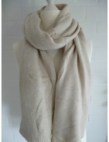 XXL Schal Stola Poncho natur beige uni mit Wolle und Kaschmir