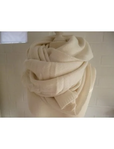 XXL Schal Tuch Stola Poncho mit Wolle und Kaschmir off white uni