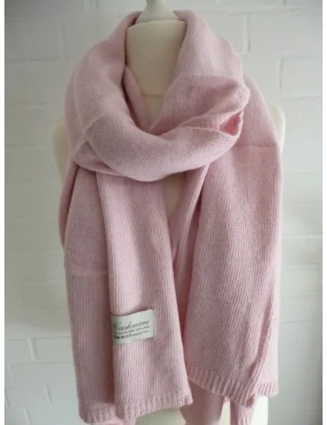 XXL Schal Stola Poncho rose rosa uni mit Wolle und Kaschmir