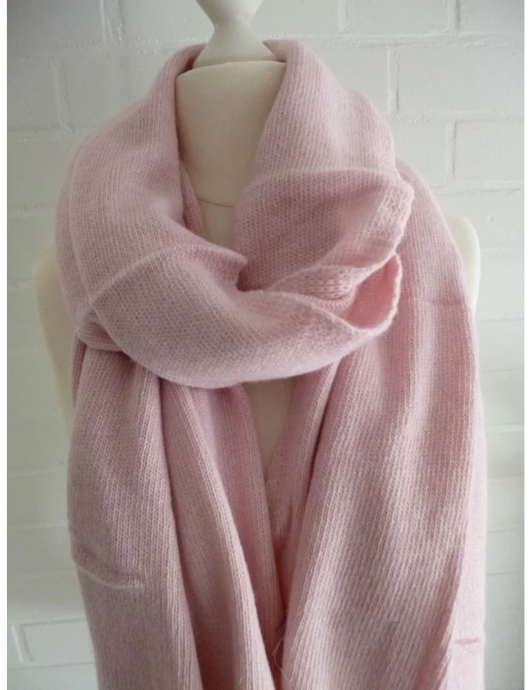 XXL Schal Stola Poncho rose rosa uni mit Wolle und Kaschmir
