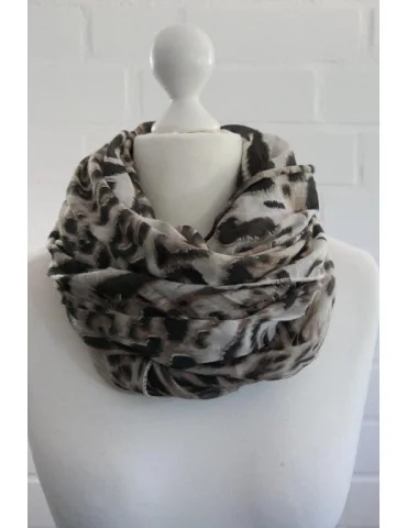 Schal Tuch Loop Made in Italy Seide Baumwolle braun schwarz beige Leo