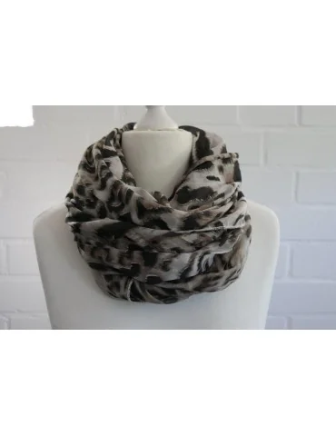 Schal Tuch Loop Made in Italy Seide Baumwolle braun schwarz beige Leo