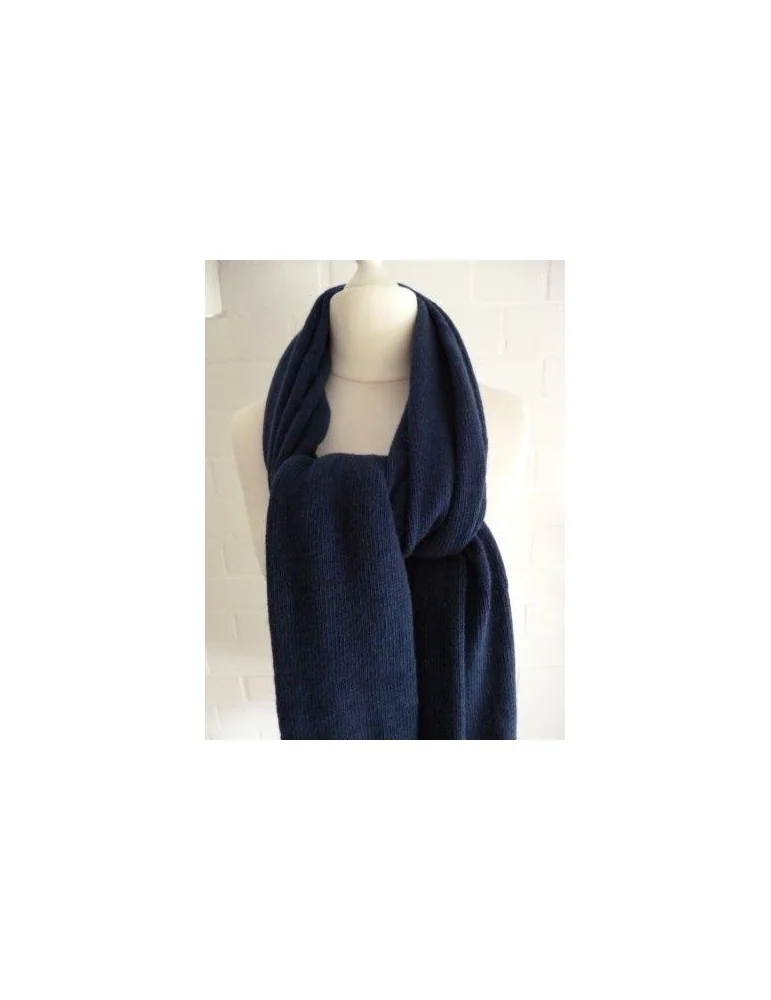 XXL Schal Stola Poncho dunkelblau uni mit Wolle und Kaschmir Damen Herren unisex