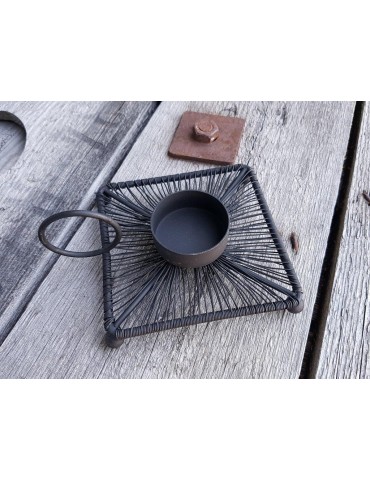 Teelicht Teelichthalter Kerze schwarz black viereckig Metall
