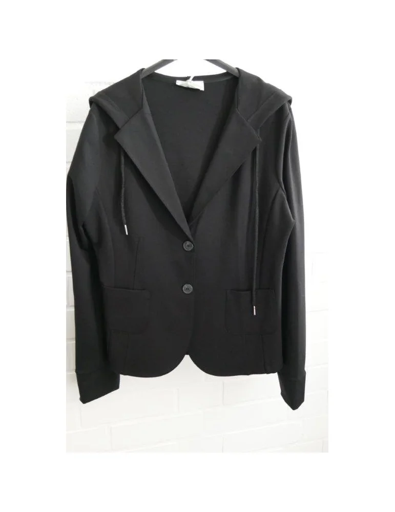 Esvivid Bequemer Sportlicher Jersey Blazer Kapuze Bündchen tailliert schwarz black uni