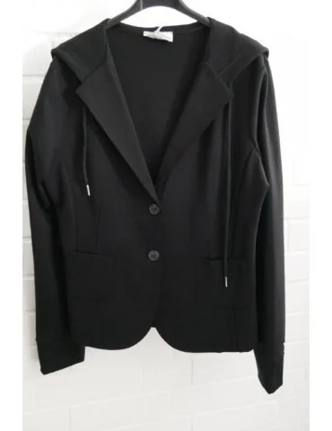 ESViViD Bequemer Sportlicher Jersey Blazer Kapuze Bündchen tailliert schwarz black uni 2018