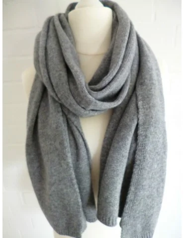 XXL Schal Stola Poncho grau grey uni mit Wolle und Kaschmir Damen Herren