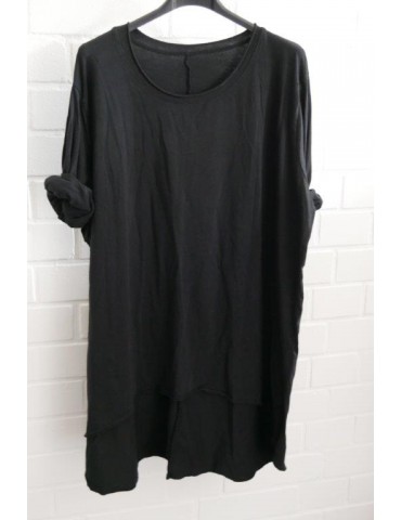 Damen Shirt langarm schwarz black Baumwolle Onesize 38 - 42