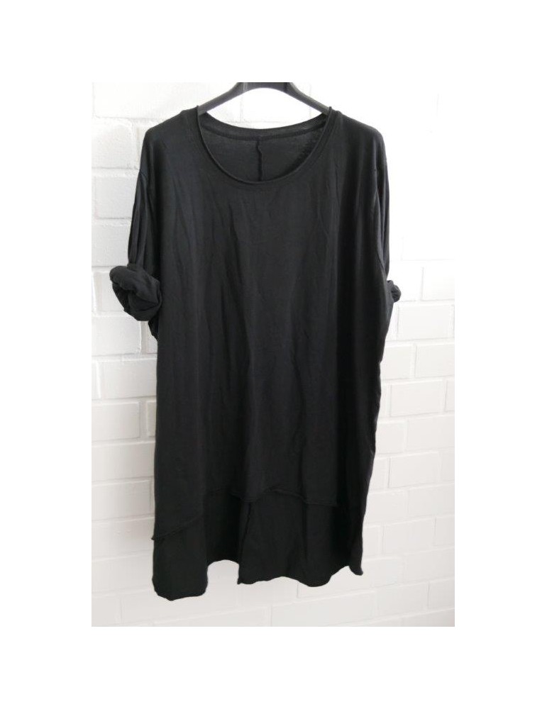 Damen Shirt langarm schwarz black mit Baumwolle Onesize 38 - 42
