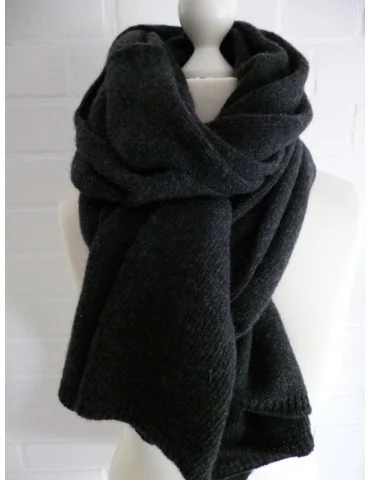 XXL Schal Stola Poncho anthrazit grau grey uni mit Wolle und Kaschmir Damen Herren