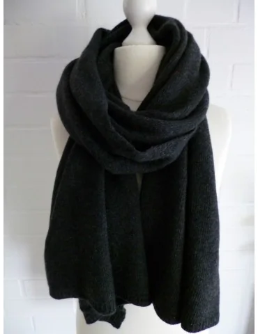 XXL Schal Stola Poncho anthrazit grau grey uni mit Wolle und Kaschmir Damen Herren