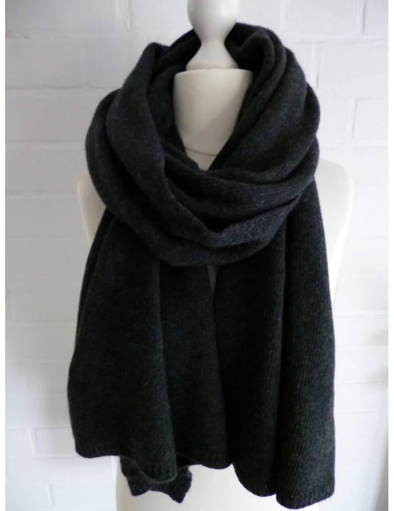 XXL Schal Stola Poncho anthrazit grau grey uni mit Wolle und Kaschmir Damen Herren