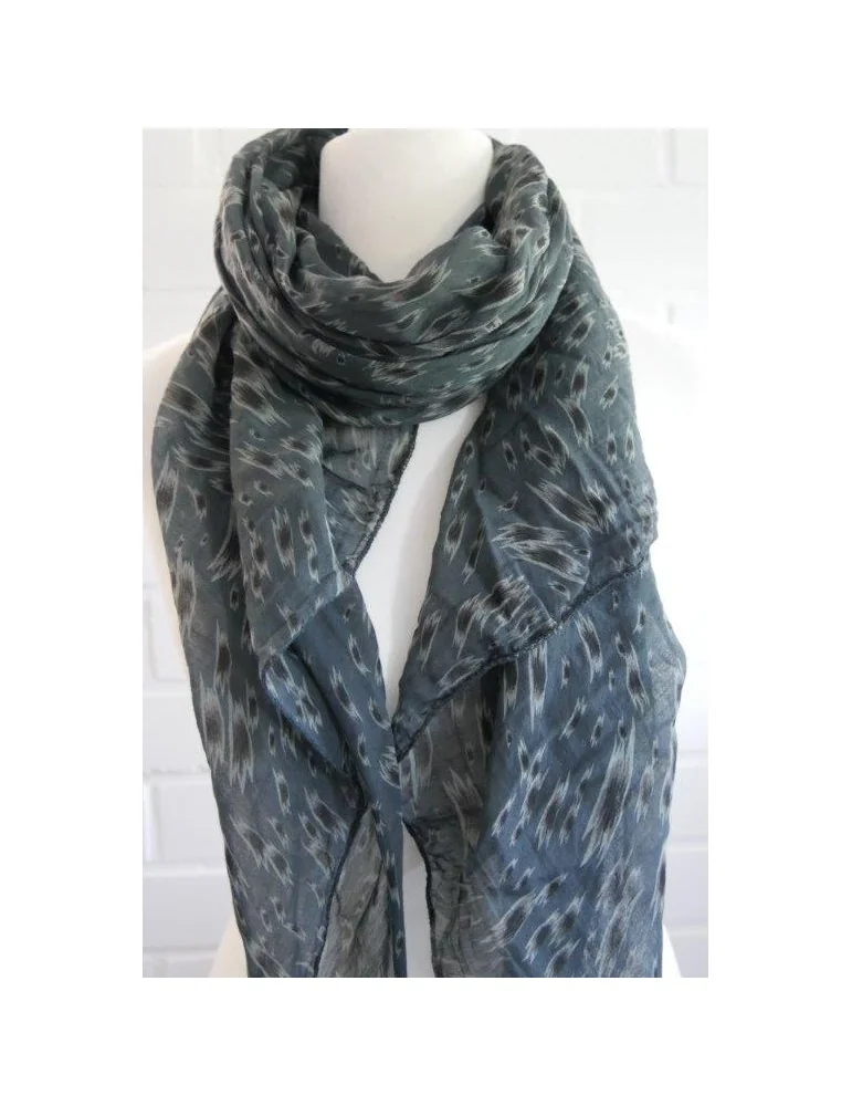 Schal Tuch Loop Made in Italy Seide Baumwolle anthrazit grau schwarz taupe Pinselstrich