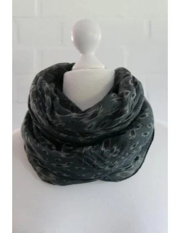 Schal Tuch Loop Made in Italy Seide Baumwolle anthrazit grau schwarz taupe Pinselstrich S 194