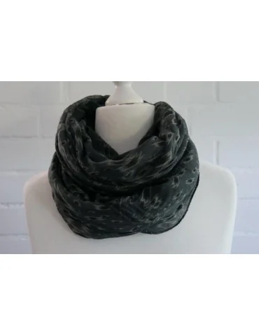 Schal Tuch Loop Made in Italy Seide Baumwolle anthrazit grau schwarz taupe Pinselstrich S 194