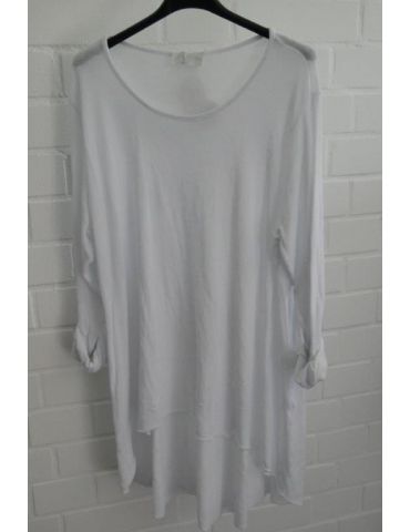 ESViViD Damen Tunika Shirt A-Form langarm weiß white Baumwolle Onesize ca. 38 - 44