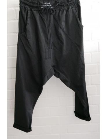 Bequeme Sportliche Damen Hose Baggy schwarz black verwaschen uni mit Lyocell Onesize 38 40