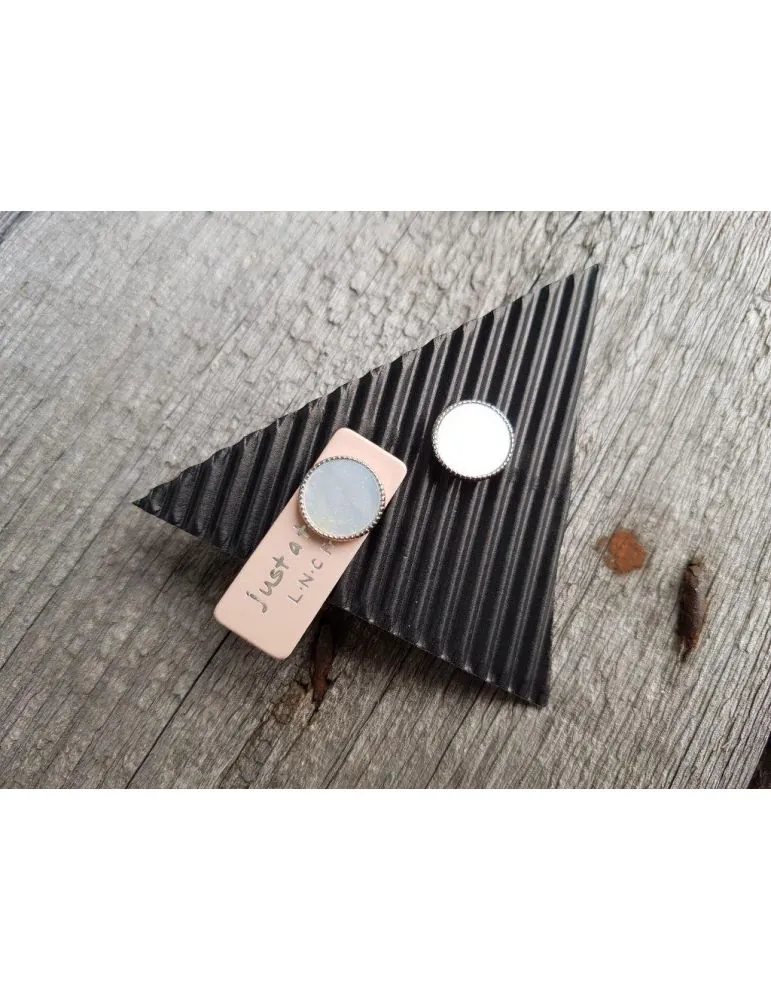 Bijoux Damen Modeschmuck Ohrringe Ohrstecker silberfarben Perlmutt Rund