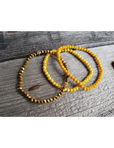 Armband Kristallarmband Perlen gold gelb klein...