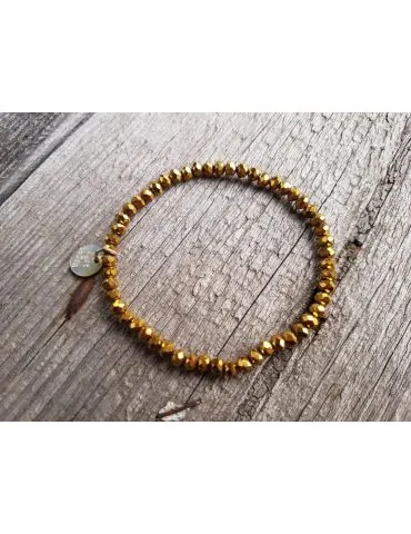 Armband Kristallarmband Perlen gold gelb klein Glitzer Schimmer elastisch