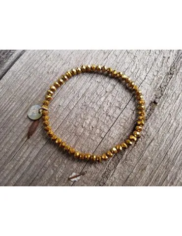 Armband Kristallarmband Perlen gold gelb klein Glitzer Schimmer elastisch