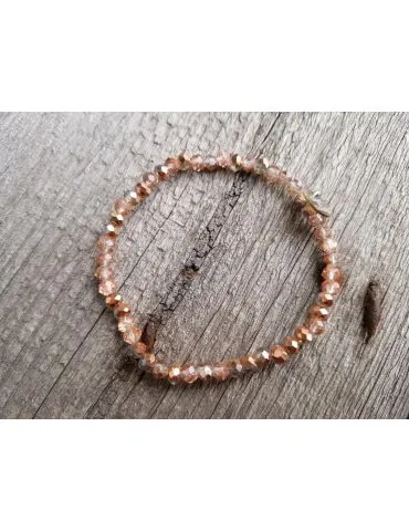 Armband Kristallarmband Perlen kupfer klar klein Glitzer Schimmer elastisch