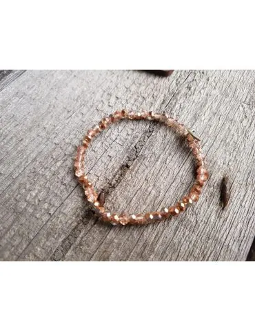 Armband Kristallarmband Perlen kupfer klar klein Glitzer Schimmer elastisch
